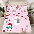thumbnail image 2 of Castle Fairy Kids Penguin Deer 3pcs Twin Sheet Sets,Christmas Snowman Twin Fitted Sheet,Festival Xmas Breathable Flat Sheet,Lightweight Room Decor, 2 of 7