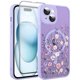 thumbnail image 1 of wonima44 Upgraded Magnetic for iPhone 15 Case 6.1" with Screen Protector [Compatible with MagSafe] Pretty Flower Floral Pattern Design, Shockproof Cover for Women Girls, Purple, 1 of 1