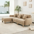 thumbnail image 2 of Boucle Fabric Convertible L Shape Sectional 3-seater Sofa Couch With Distinctive Shell-shaped Armrests And Removable Ottoman,Cylindrical Legs Wrapped with Self-fabric,Coffee Color, 2 of 9