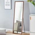 thumbnail image 2 of 57 "* 18.1" Modern Brown Thick Wooden Frame Wall Mirror, Makeup Mirror, Floor Standing Large Mirror, Decorative Mirror, Suitable for Bathroom, Clothing Store, Wall-Mounted and Standing, 2 of 9