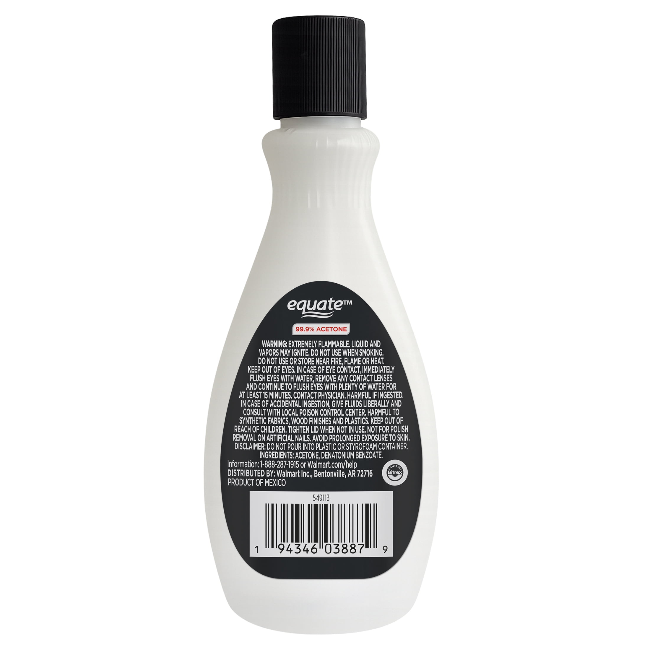 (10 pack) Equate Maximum Strength 100% Acetone Nail Polish Remover, 6 fl oz