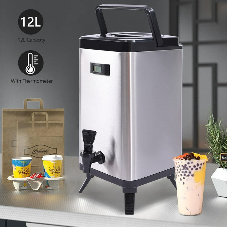 12L/3.17Gal Square Beverage Dispenser 24H Warmer Drinks Tea Storage  Portable