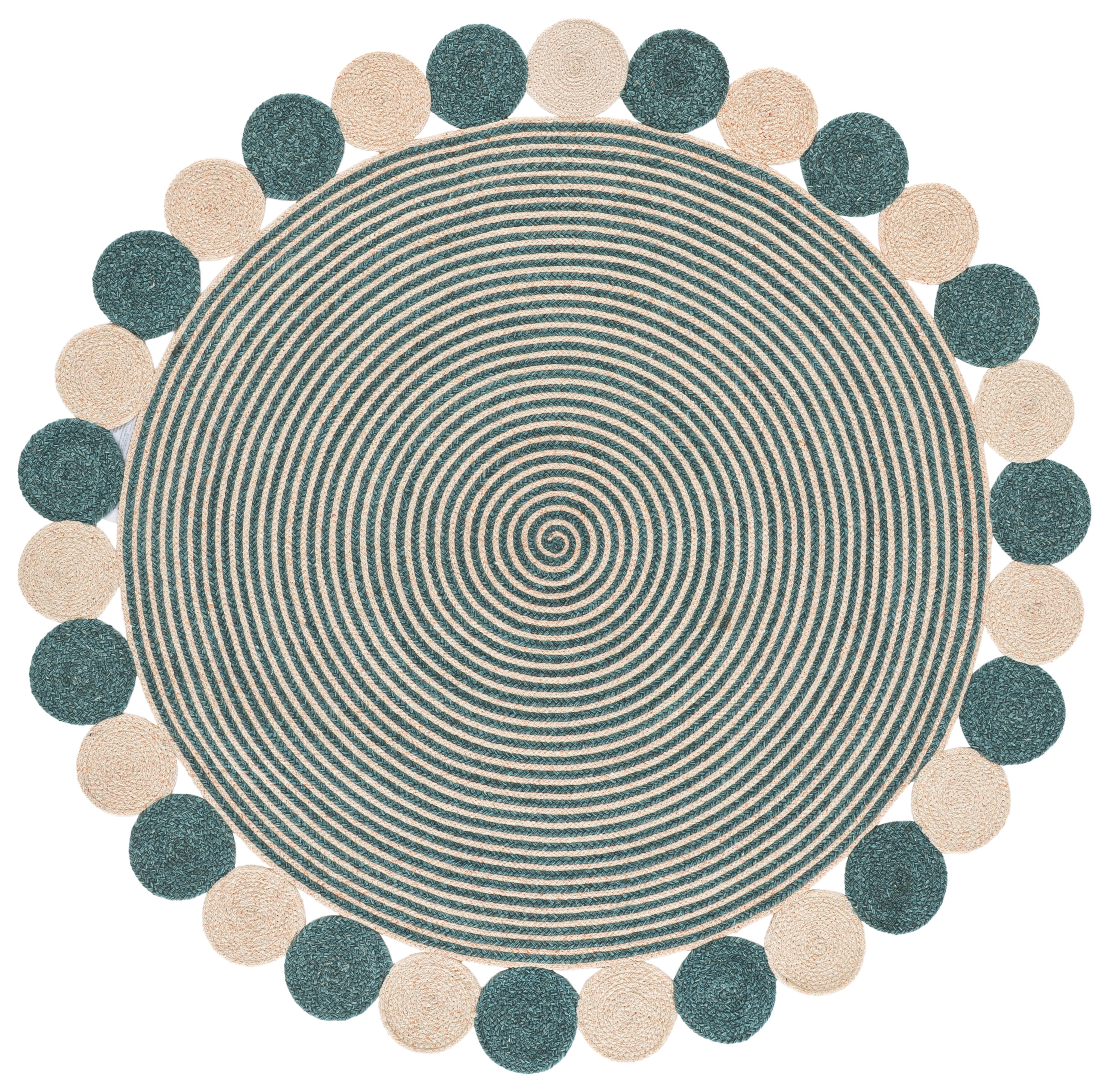 Safavieh Braided Abraham Geometric Reversible Area Rug, Turquoise/Peach, 5' x 5' Round