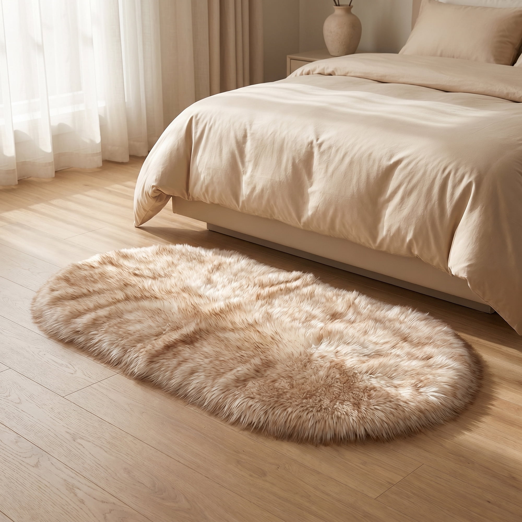 Unique Bargains Shaggy Area Rug Ultra Fluffy Non-Slip Fuzzy Carpet 32" x 20" White Yellow