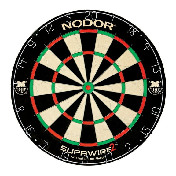 Nodor Supawire 2 Regulation-Size Staple-Free Bristle Dartboard with Moveable Number Ring and Hanging Kit
