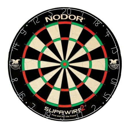 Nodor Supawire 2 Regulation-Size Staple-Free Bristle Dartboard with Moveable Number Ring and Hanging Kit
