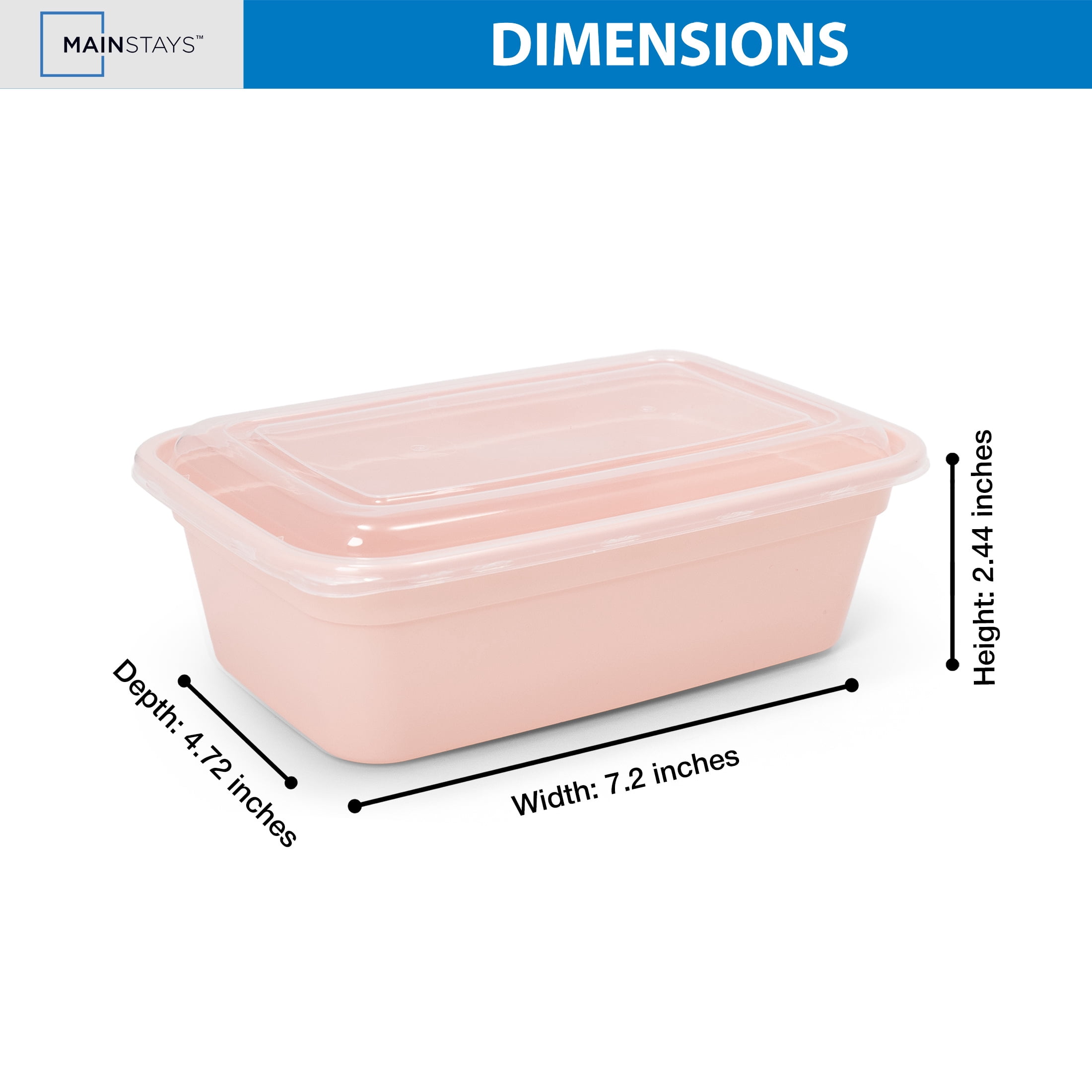 Mainstays 5-Pack 1-Compartment BPA-Free Plastic Snack Meal Prep Food Storage Containers, 3 Cup, Pink Blush