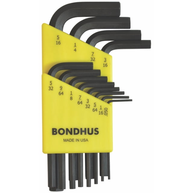 JUEGO DE 12 LLAVES HEXAGONALES CORTAS RECTAS FRACCIONALES. .050" A 5/16". BONDHUS 12236 Bondhus 12236