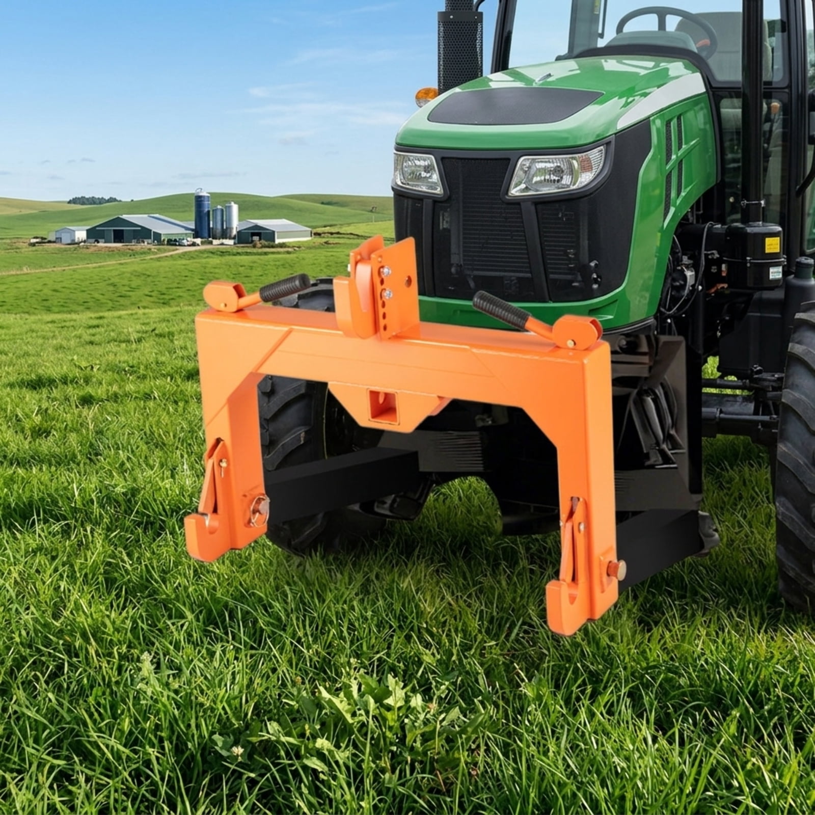 Biotree Category 1 3-Point Quick Hitch 3000 LBS, No-Weld Tractor Hitch with 5-Level Top Hook and 2" Receiver for Farm Attachments, Black Orange