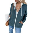 thumbnail image 7 of Augper Women Fashion Fleece Blouse Long Sleeve Tops Sweatshirt Pockets Drawstring Hoodied, 7 of 7