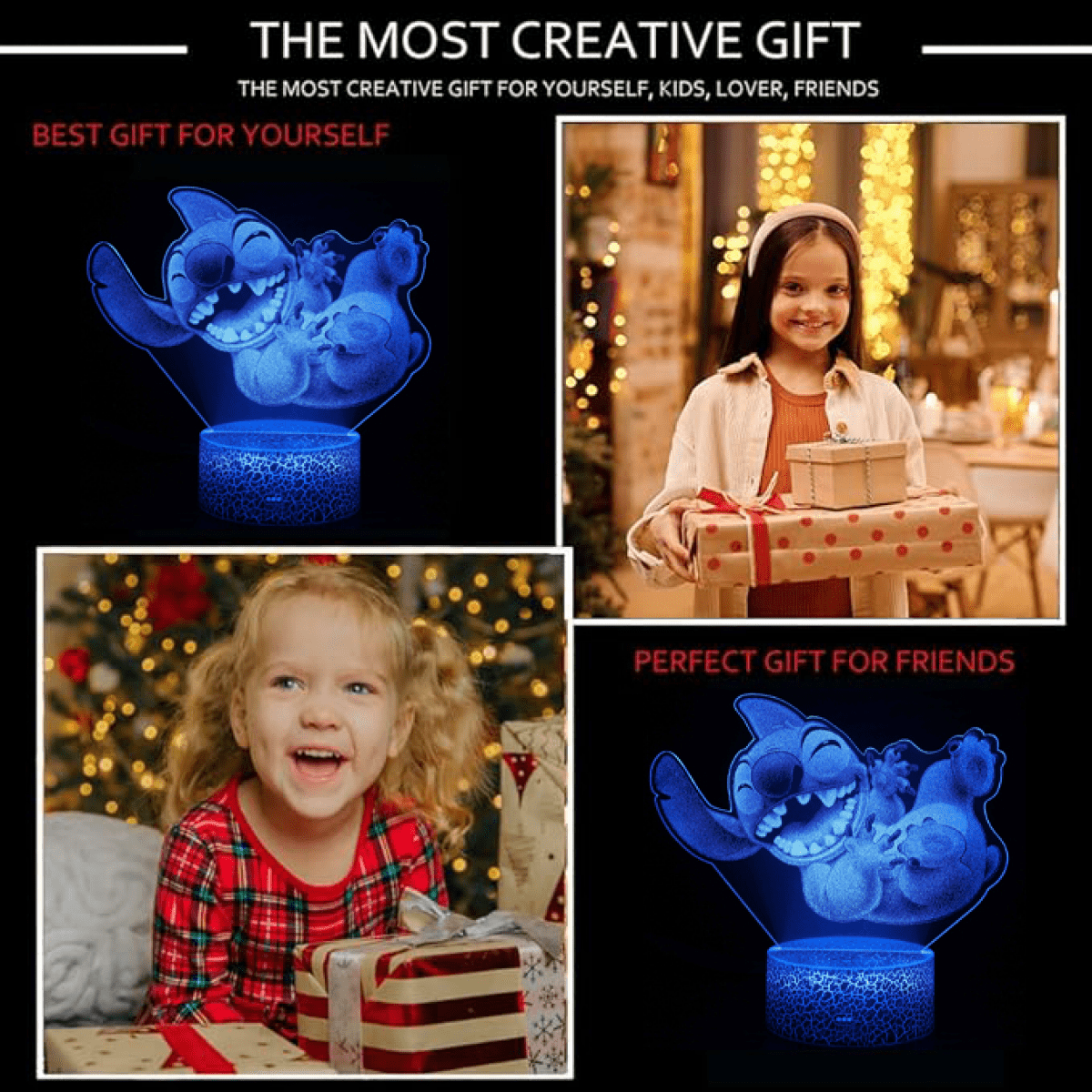 Stitch 3D Cute Night Light, Stitch Bedside Lamp, 16 Colours Variable, With  Remote Controls Children's Room Decoration, Birthday and Christmas Gifts  for Kids, Boys, Girls, Teenagers Friends(A123)T72 