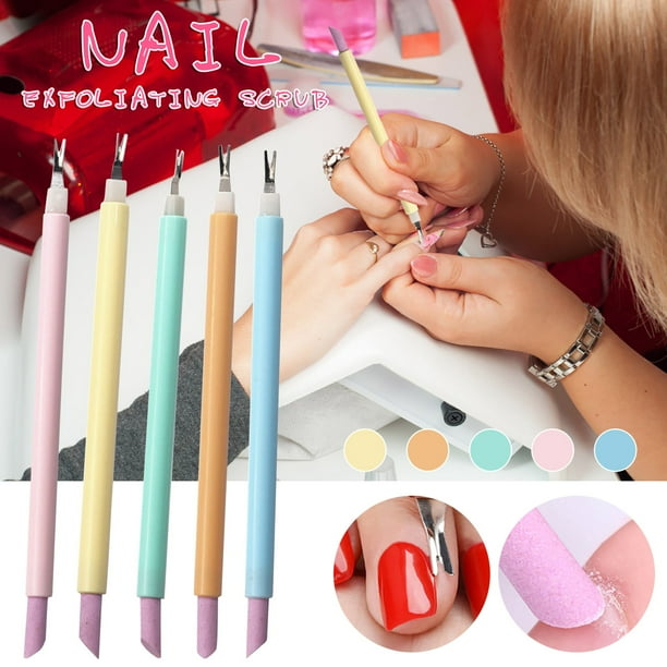 Suministros para manicura, herramientas para uñas, cuchillo para cutículas, 5 bolígrafos quitacutículas, cortador de cutículas de doble cara, empujador de cutículas con cuchilla para manicura de mujer