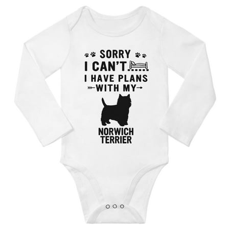 

Sorry I Can t I Have Plans With My Norwich Terrier Baby Long Sleeve Bodysuit (White 3-6 Months)