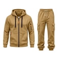 thumbnail image 3 of MXALUOB Men's Tracksuits Cargo Jogger Set Full Zip Hoodie & Elastic Waist Pants 2 Piece Outfits Casual Athletic Clothing for Hiking, 3 of 7