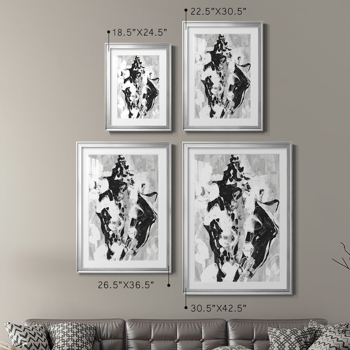 Wexford Home Ocean Inkblot I Premium Framed Print, 26.5" x 36.5" - Ready to Hang, Silver (Set of 2)