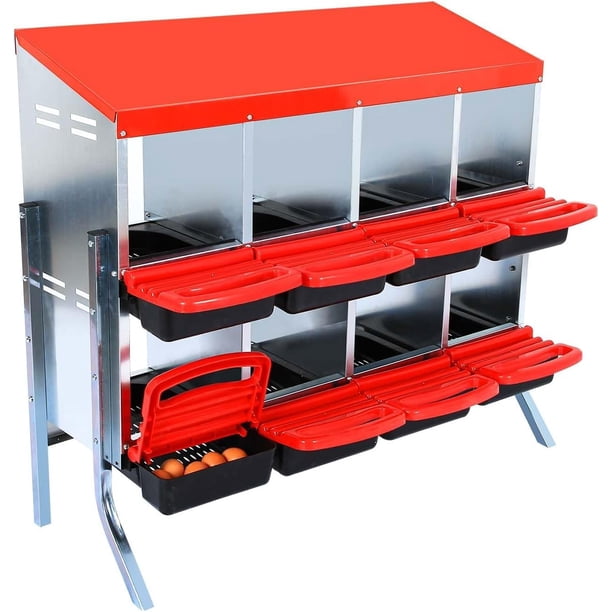 Garvee caja nido metálica para gallinas ponedoras, con orificios de ventilación y percha abatible, ideal para gallinero, gallinas, ponedoras y patos