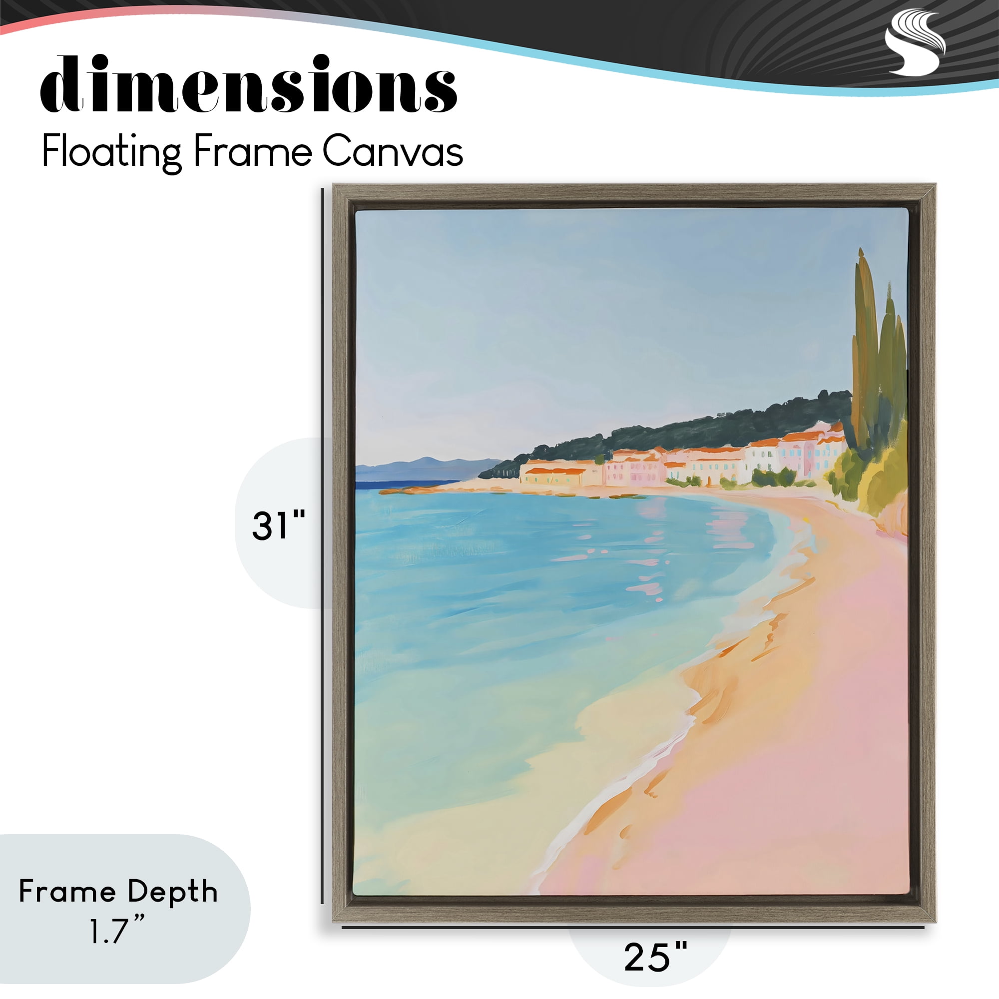 Stupell Industries Abstract Village By The Sea Brown Framed Floater Canvas Wall Art, design by The Prints Vibe