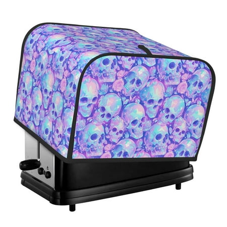 

Salouo Blue Skull Daisy Pattern Four Slice Bread Machine Cover Universal Kitchen Appliance Cover Toaster Cover for Bread Machine Dust Cover 12.4 ×10.6 ×8.3