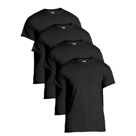 Gildan Men Cotton Short Sleeve Black Crew T-Shirt, 4-Pack, Medium