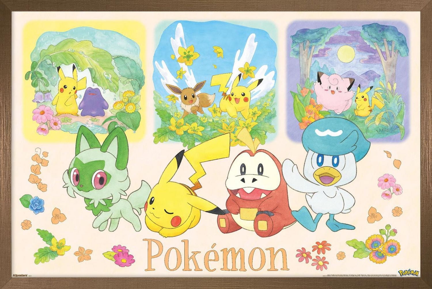 Pokémon: One Scene - Group Wall Poster, 14.725" x 22.375" Framed