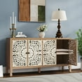 thumbnail image 2 of VineSparkle Floral Carved Buffet & Sideboard Cabinet,Elegant Accent Cabinet with Adjustable Shelves, Solid Wood Legs & Intricate Handles for Dining Room,living room Storage, 2 of 11