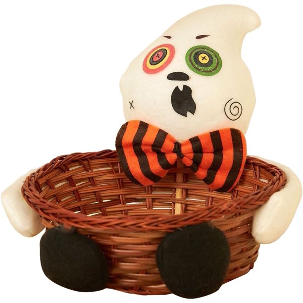 Halloween Candy Storage Basket Rattan Basket Pumpkin Ghost Candy Basket