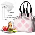 thumbnail image 4 of Geometric Flower and Mandala Pink Drawstring Insulated Lunch Bag for Women, Stain-Resistant Large Lunch Tote with Multi-Pockets for Work Office, 4 of 6