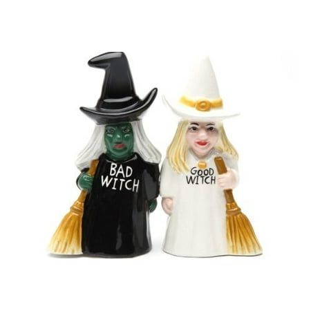 Good Witch and Bad Witch Magnetic Ceramic Salt & Pepper Shakers 8607, Salt & pepper shakers set By Pacific Trading