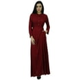 thumbnail image 6 of Bimba Women's Mandarin Collar Plain Jilbab Dress With Pockets Full Sleeve Maxi, 6 of 8