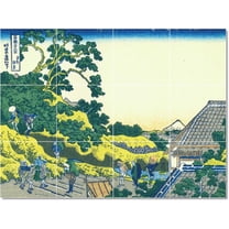 Ceramic Tile Mural-Katsushika Hokusai Ukiyo-E Tile Mural Modern Art 32" w x 24" h using (12) 8 x 8 ceramic tiles