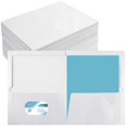 thumbnail image 1 of Carpeta Yeaqee, paquete de 100 unidades, 2 bolsillos, papel laminado brillante, 1 of 5