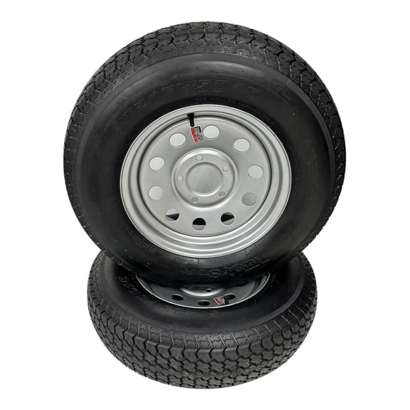 2-Pack Trailer Tire in Rim ST205/75D15 Tex Star LRC 6 Ply 5 Lug Silver Modular Wheels 5X4.5" Bolt Pattern
