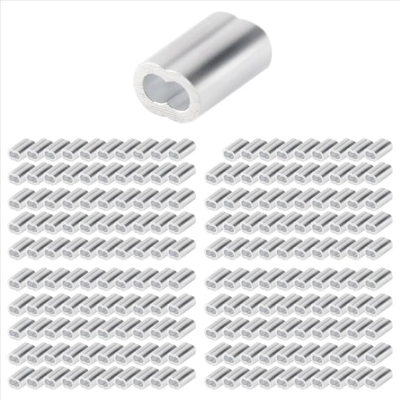 Quaqdae 200PCS 1/16 Inch Cable Ferrule Set Aluminum Alloy Crimping Loop Sleeve for Wire Rope