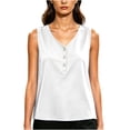 thumbnail image 4 of cocolona Summer Tank Tops for Women V Neck Sleeveless Button Shirts Casual Trendy Solid Color Blouses, 4 of 6