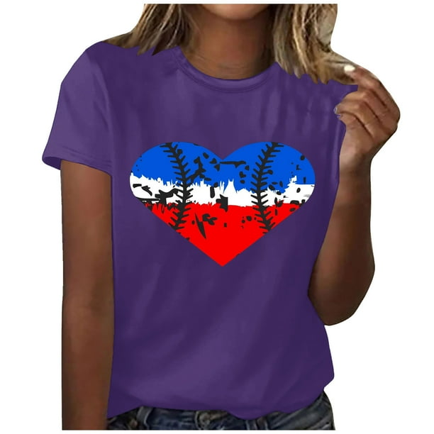 Blusa informal de manga corta con cuello redondo y estampado suelto de verano para mujer con estilo OAVQHLG3B Store lin121212