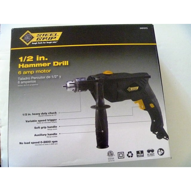 Martillo con cable Drill Steelgrip de 1/2 pulgada, 6 amperios, 2800 RPM