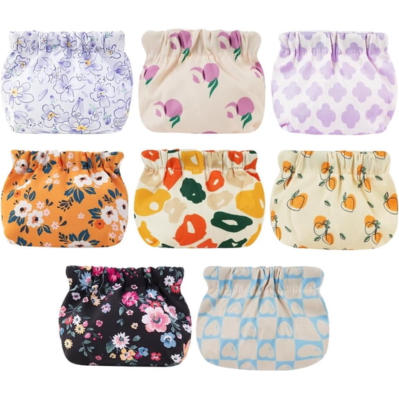 CEYAZYE 8 Pcs Mini Makeup Bag for Purse,Small Cosmetic Bag for Women,No Zipper Self-closing Travel Bag,Snap Closure Organizer Pouch,Waterproof Portable Coin Purse Storage for Cosmetics Jewelry