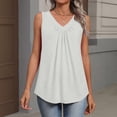 thumbnail image 5 of Tank Tops for Women Womens Pleated Tops Long Tunic Tank Tops for Women Womens Spaghetti Strap Tank Top Sleeveless Summer Tops V Neck Tank Tops Gray XL, 5 of 8