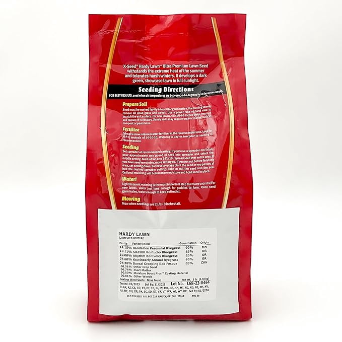 X-Seed Hardy Lawn Grass Seed Mixture - Durable, Long-Lasting Lawn Solution for Full Sun, Withstands Extreme Temperatures & Heavy Traffic, Ideal for Backyards, 3 lbs.