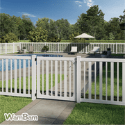 50.5in H x 48in W (1 Gate) No Dig WamBam Sturbridge Gate Kit, White Vinyl Picket Yard Fence Gate with Hardware Included for Sturbridge Fence Kit, Durable Outdoor Gate for Yard or Pool, BL19104