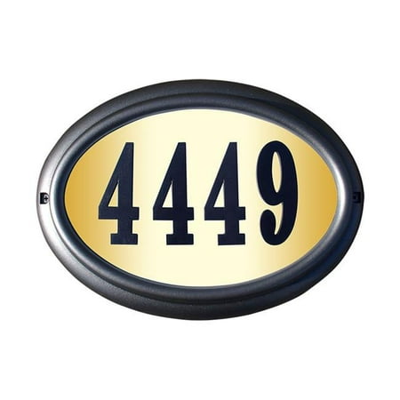 15 in. Edgewood Oval Do It Yourself Kit Lighted Address Plaque in Pewter Frame Color