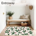 thumbnail image 3 of ODIKA 4'x6' Machine Washable Non-Slip Area Rug, Festive Holly Pine Leaf Yuletide Holiday Farmhouse High Traffic Rug with Pad, Green, 732220, 3 of 8