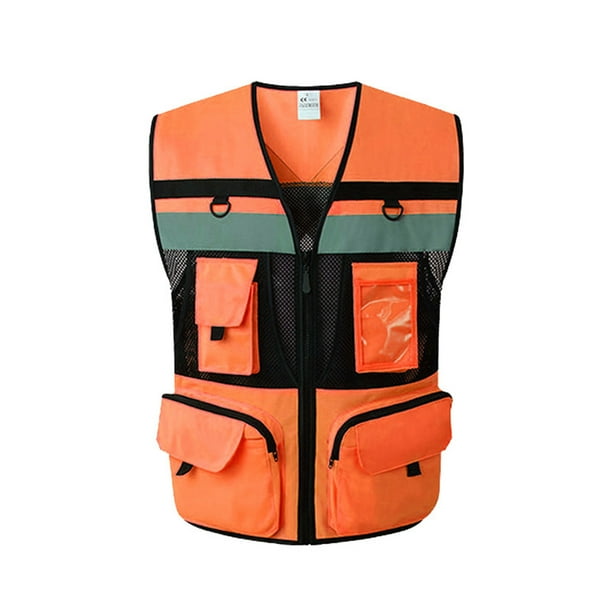 High Visibility Reflective Safety Vest Zip Pocket Waistcoats Mesh