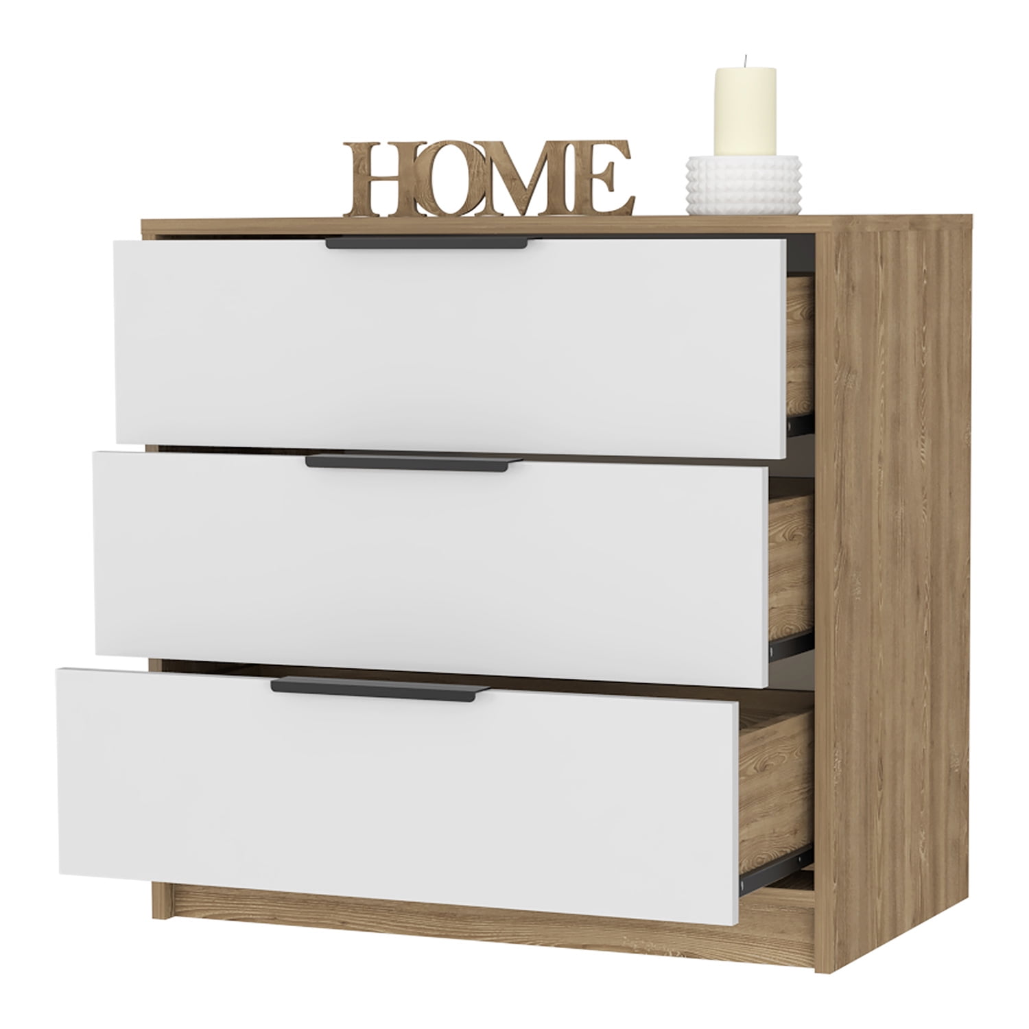 Kadyn 27" 3 Drawers Dresser, Chest of Drawers for Living Room, White Particle Board Nightstand Kadyn 27" 3 Drawers Dresser, Chest of Drawers for Living Room, White Particle Board Nightstand