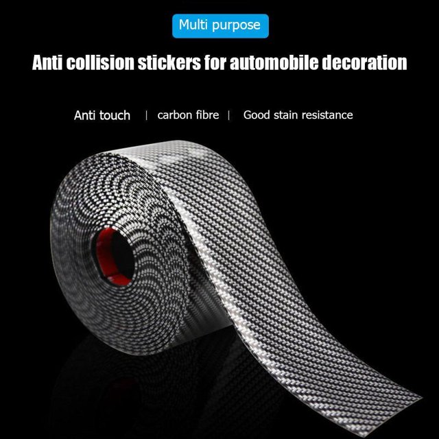 Tira De Moldura Para Automóvil Tira embellecedora de coche de goma de 3 m, aspecto de fibra de carbono, parachoques, protector de alféizar de puerta (3cm)