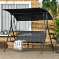 thumbnail image 2 of 3-Seat Black Outdoor Patio Swing Chair with Cushion Adjustable Tilt Canopy & Steel A-Frame Stand for Patio Garden, 2 of 10