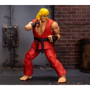 Jada Toys Street Fighter II Ken Action Figure Wave 2 - 6 Tall, Interchangeable Heads, Hands, Fireball Accessory