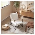 thumbnail image 6 of Fabric Accent Chair, Upholstered Single Sofa Chair with Metal Frame, Modern Living Room Chair with Wooden Armrests and Cushion Back, 1Pcs, White, 6 of 7