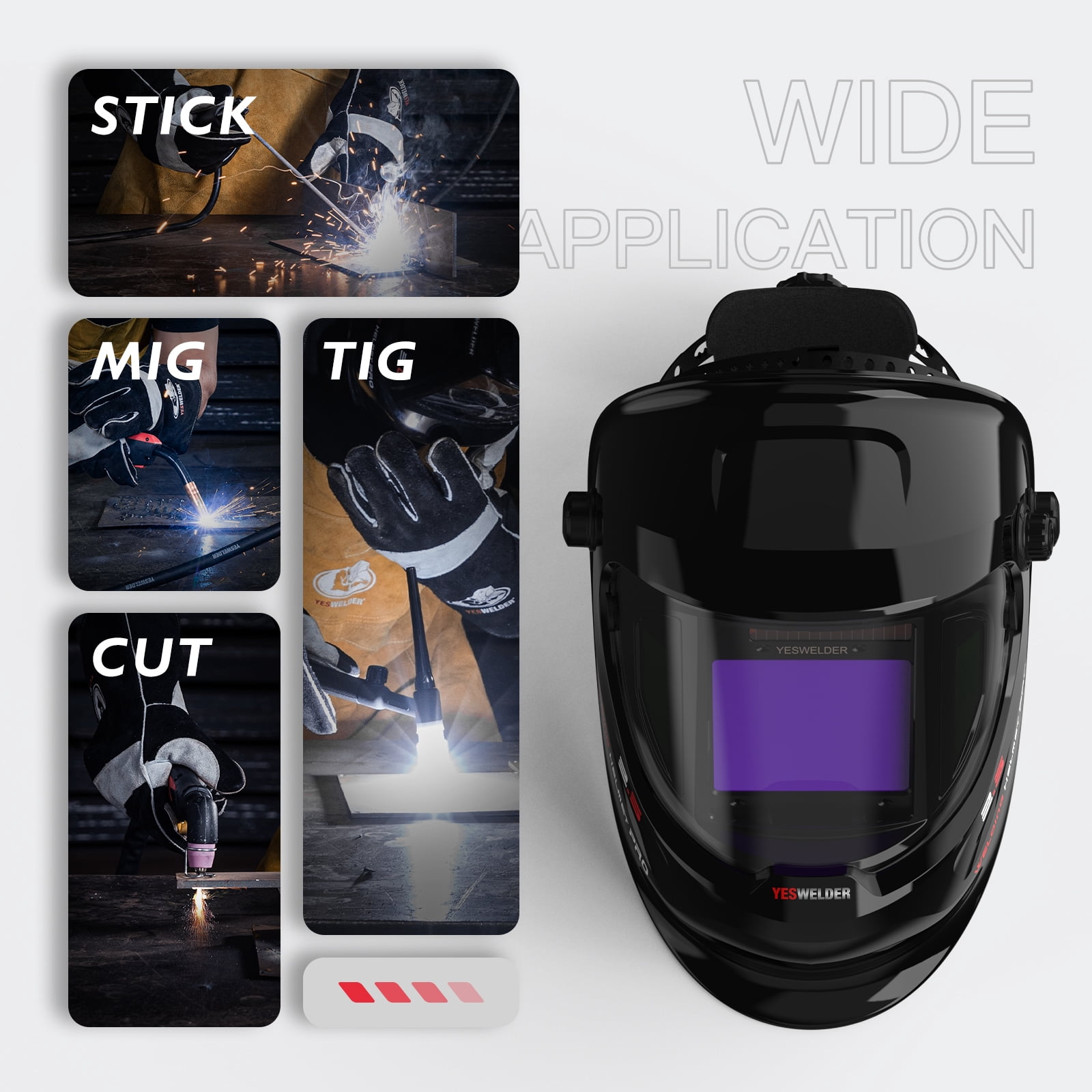 YesWelder Welding Helmet, True Color Auto Darkening welding mask with Side View
