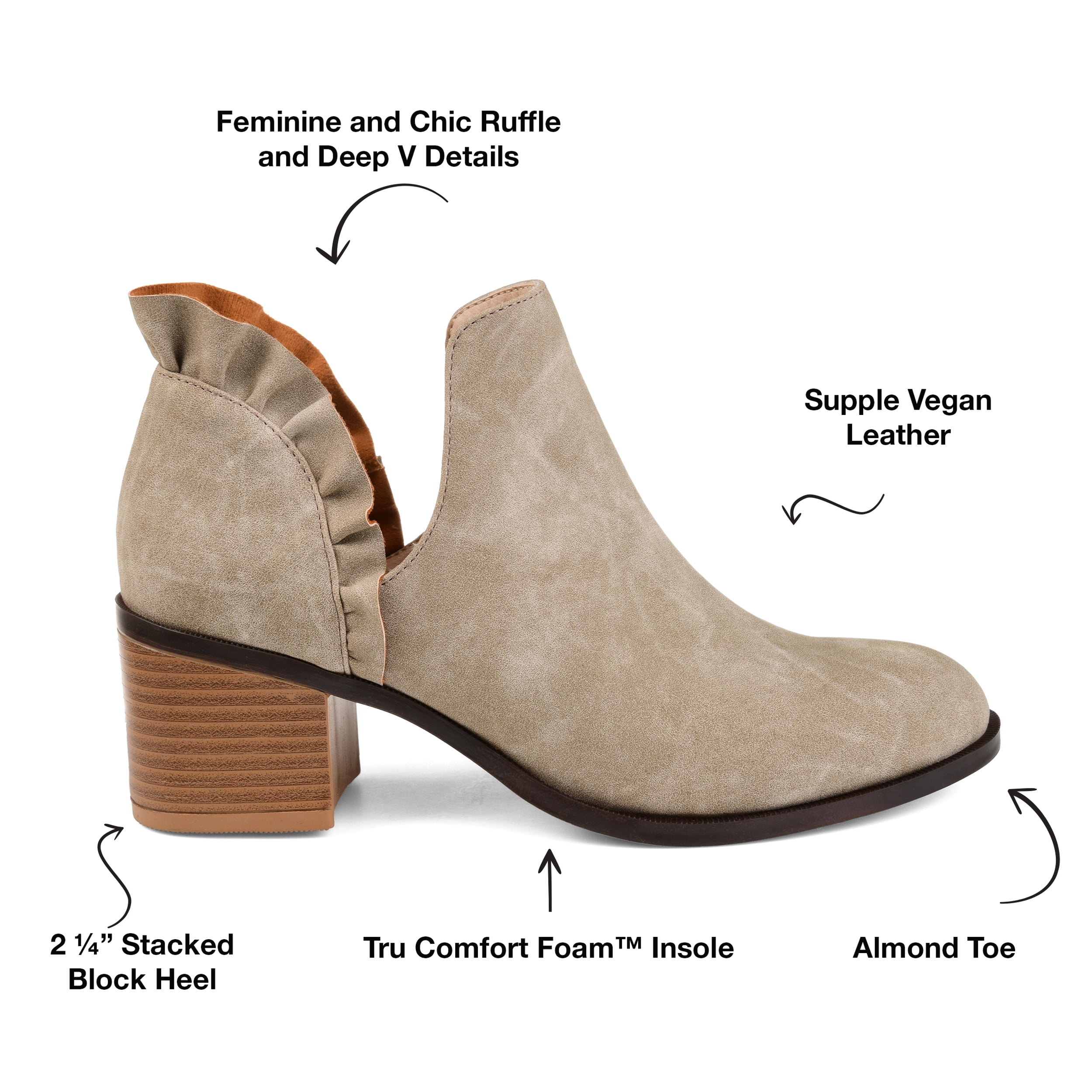 Journee Womens Lennie Slip On Stacked Heel Booties